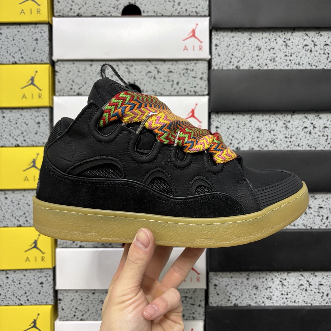 Lanvin Leather Curb Black Suede Color Lace Gum Sole DRAG‑A20 - Image 4