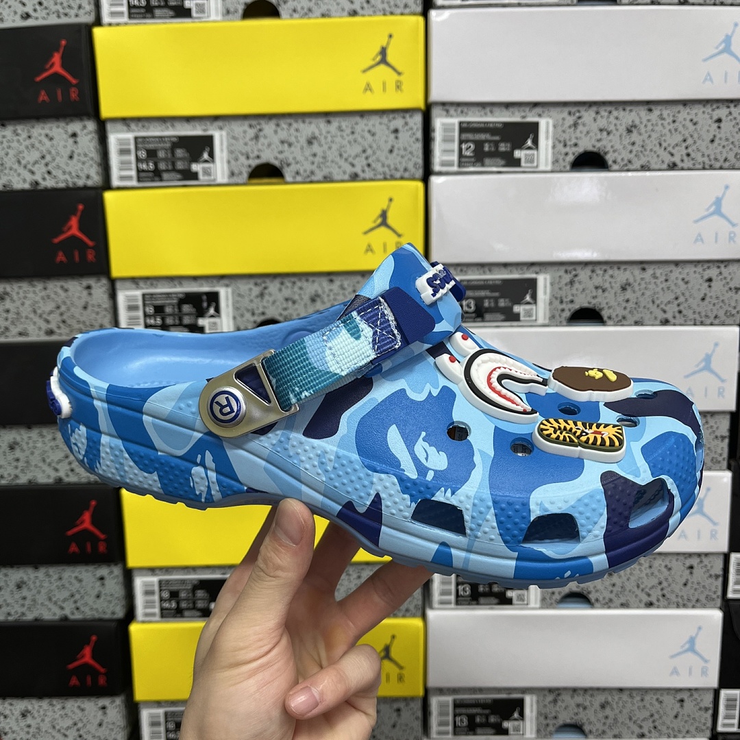 Crocs Classic Clog A Bathing Ape ABC Camo Blue Print - Image 3
