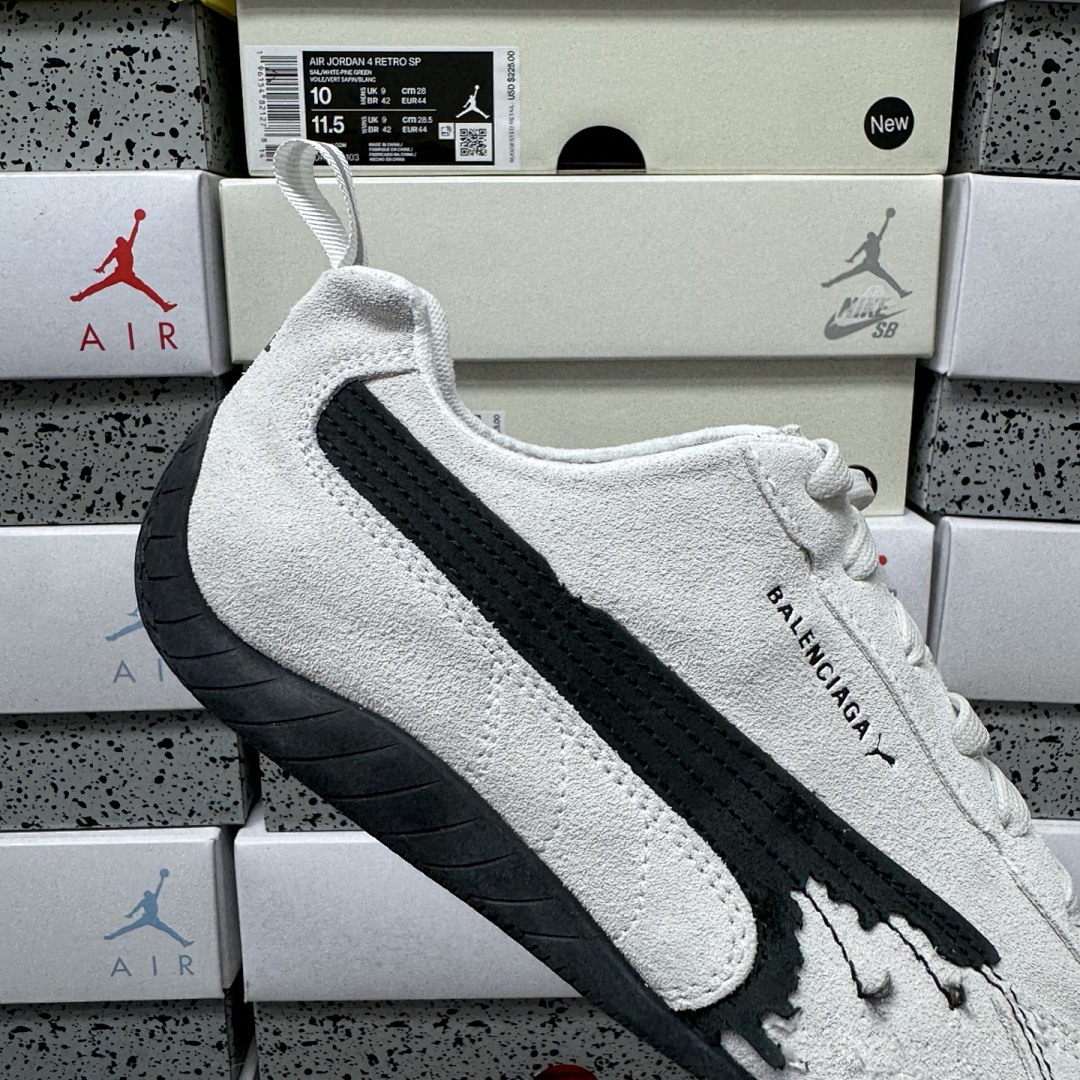 Balenciaga Speedcat Suede (Distressed White Black) - Image 7