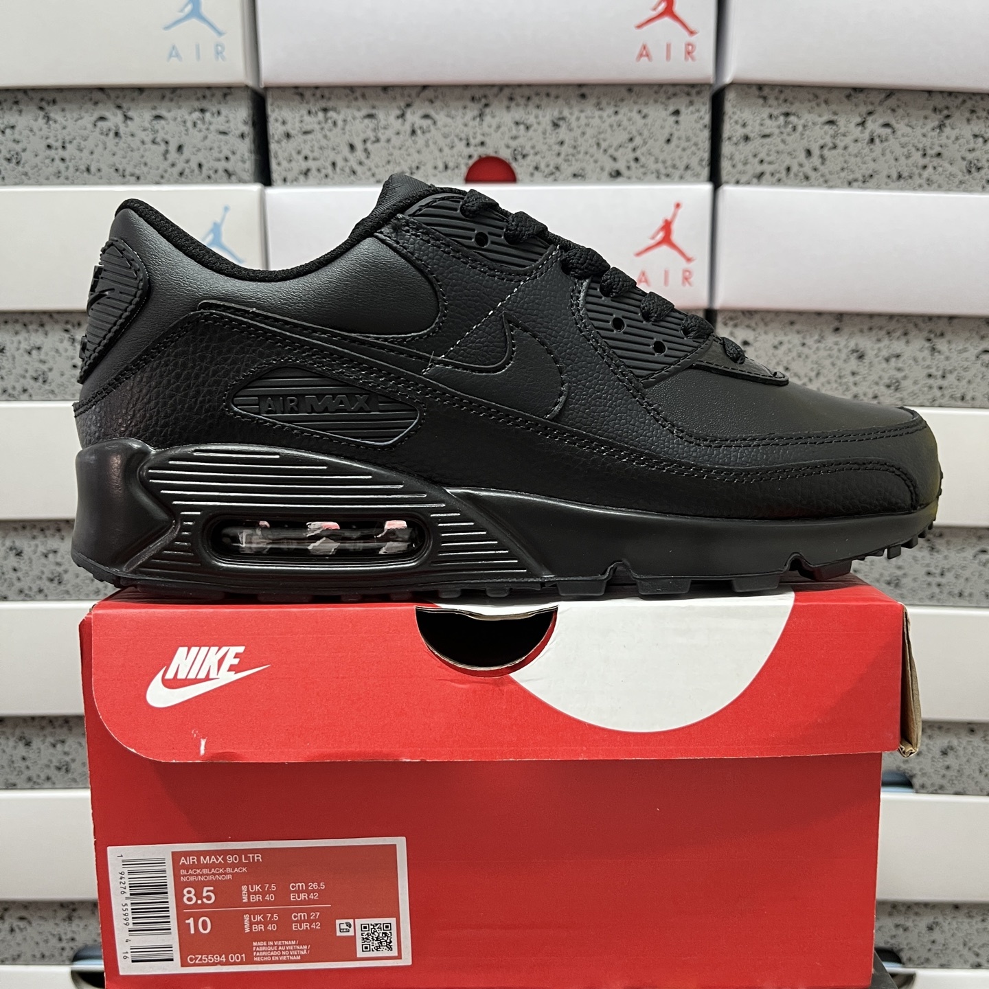 Nike Air Max 90 Leather Triple Black CZ5594-001 - Image 10