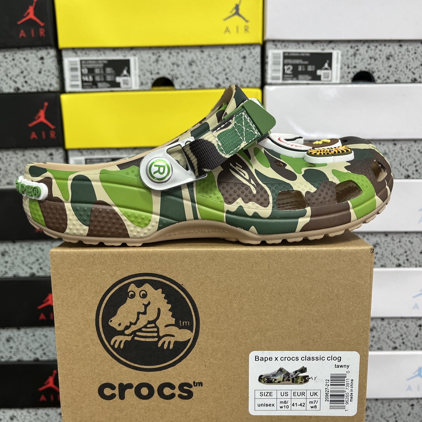 Crocs Classic Clog A Bathing Ape ABC Camo Green Print - Image 11