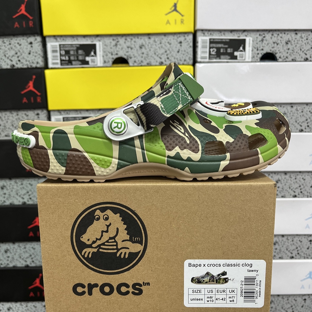 Crocs Classic Clog A Bathing Ape ABC Camo Green Print