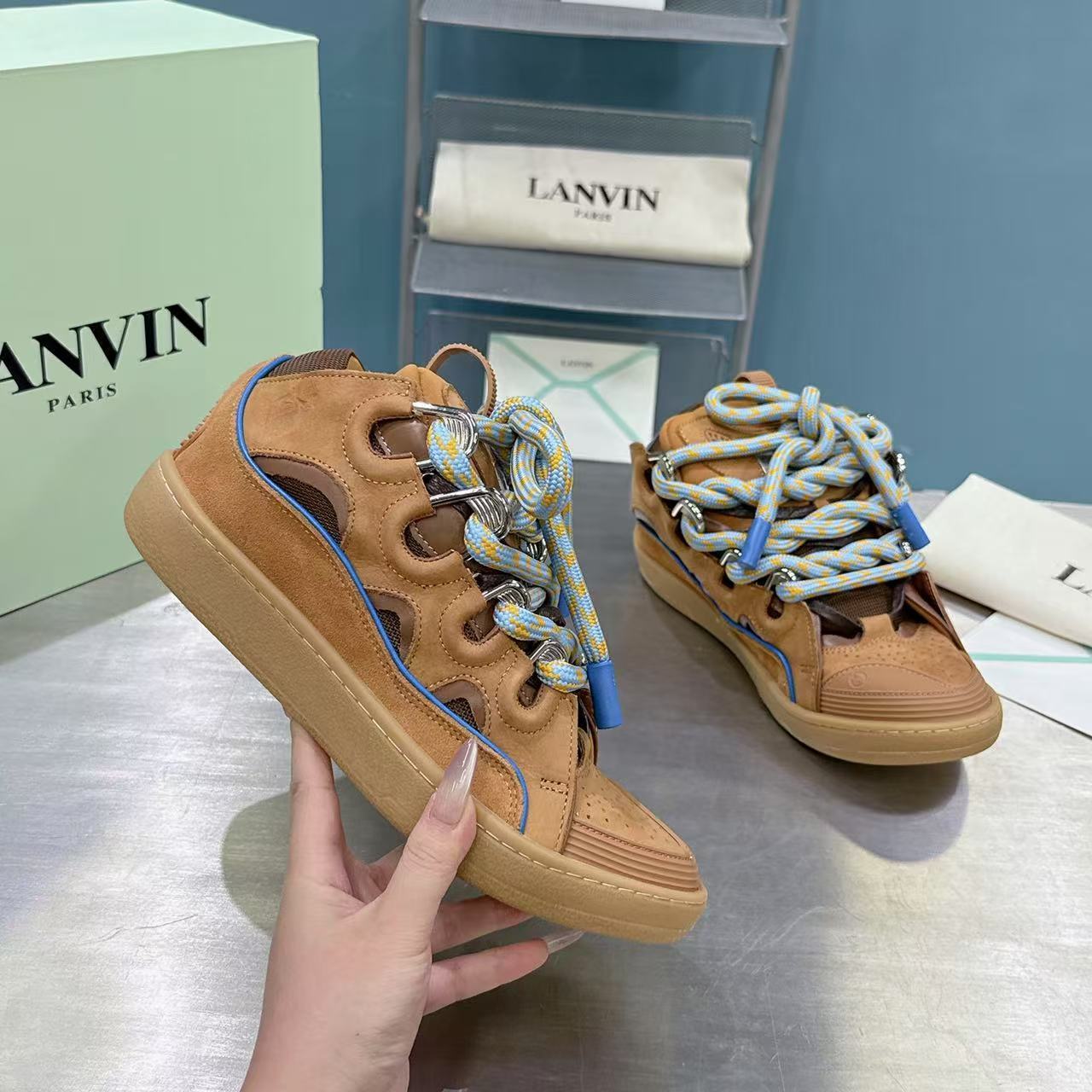 Lanvin FoShan Batch Lanvin Leather Curb Sneakers Three Generations - Image 10