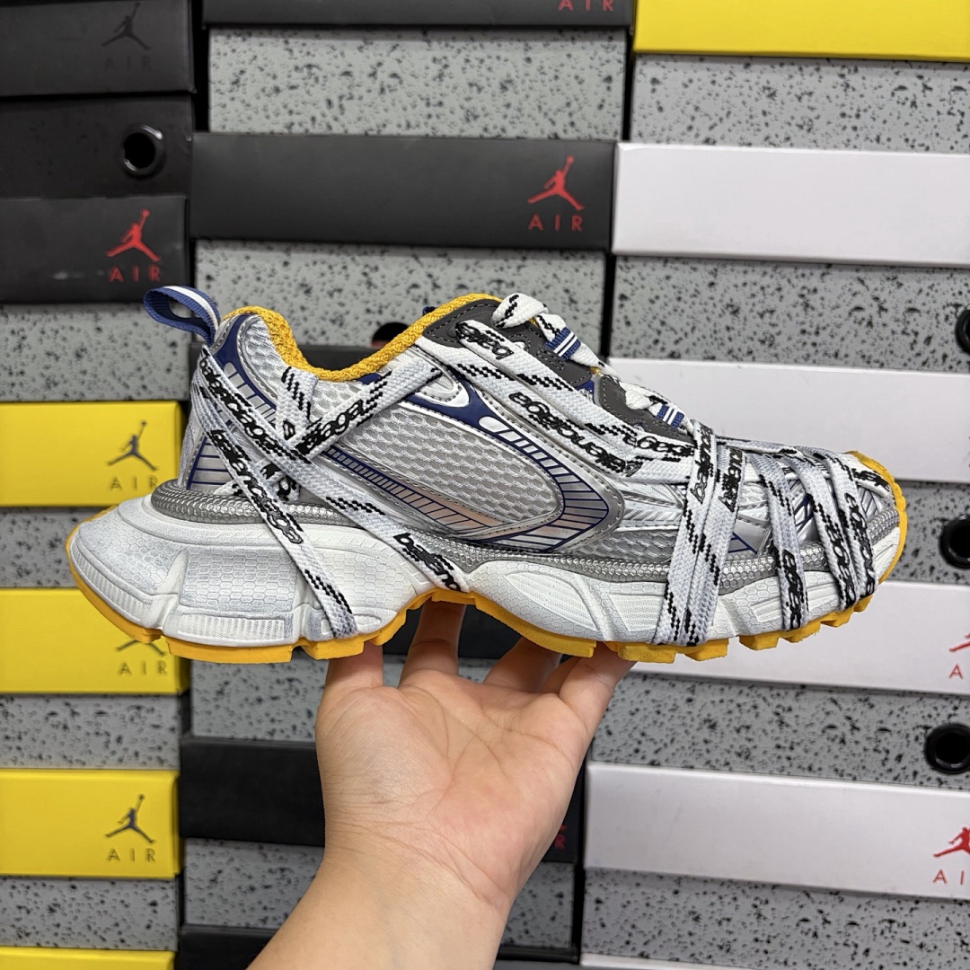 Balenciaga 3XL Extreme Lace 9471 White Black Yellow Straps - Image 3