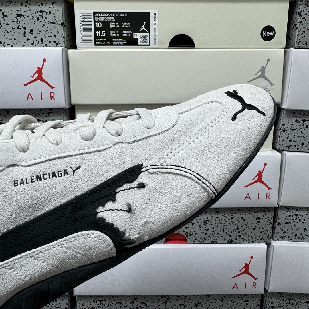 Balenciaga Speedcat Suede (Distressed White Black) - Image 8