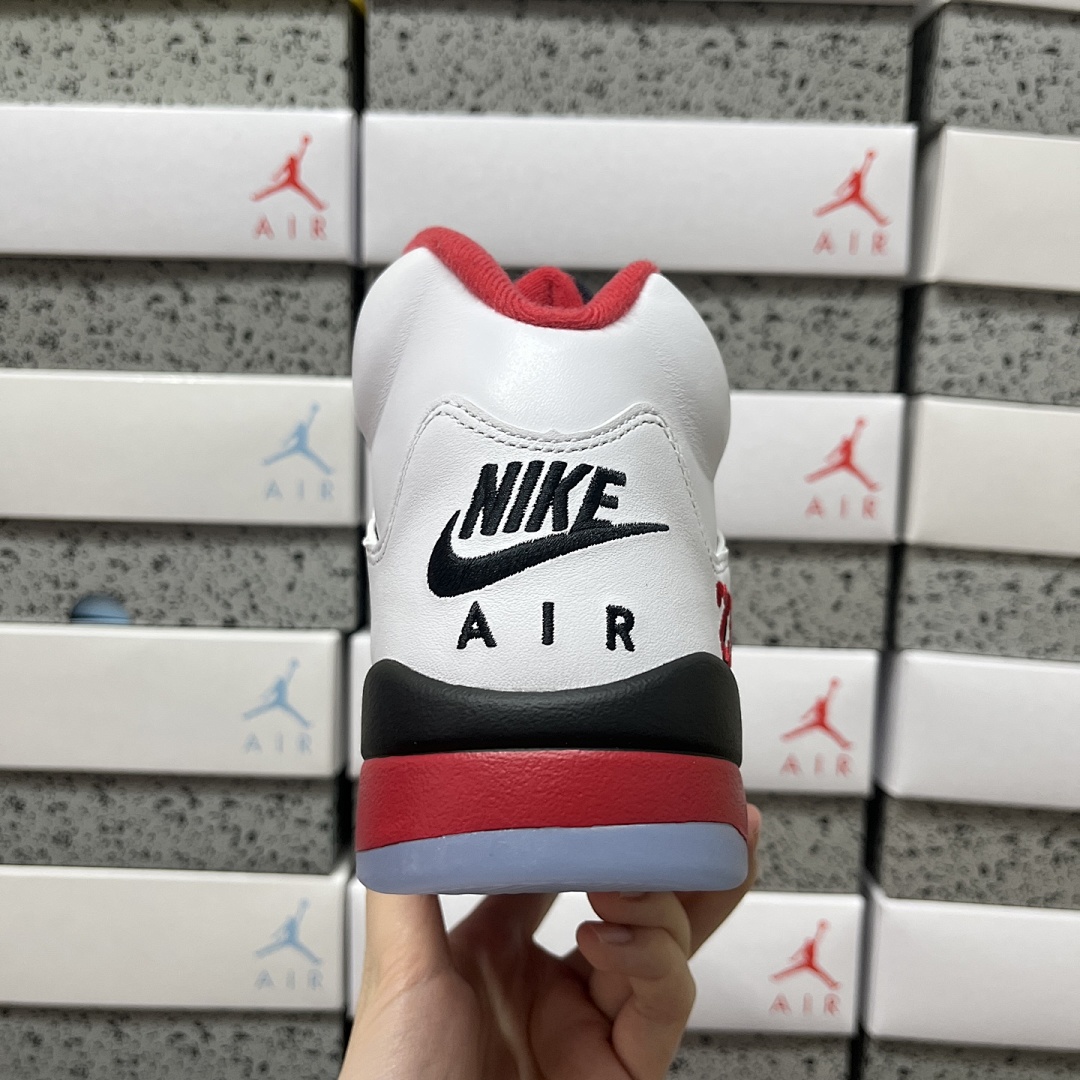 Nike Jordan 5 Retro Fire Red Black Tongue HQ7978-101 Flame - Image 4