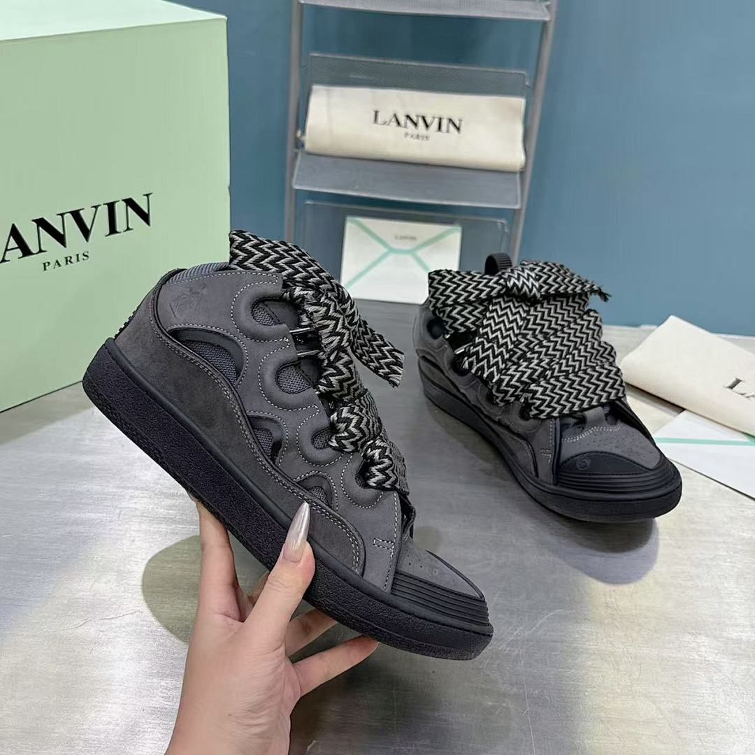 Lanvin FoShan Batch Lanvin Leather Curb Sneakers Three Generations