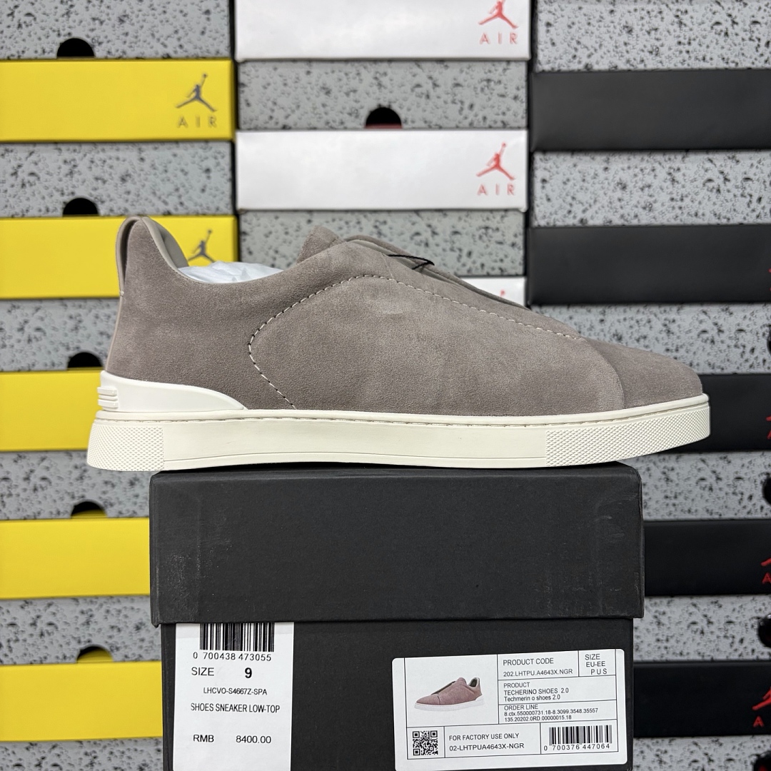 Zegna Deerskin Triple Stitch (White Grey)
