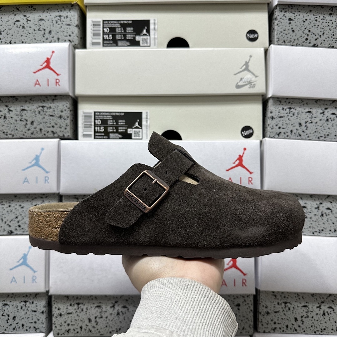 Birkenstock Birken Boston Soft Footbed Khaki Suede (Thick Leather) - Image 6