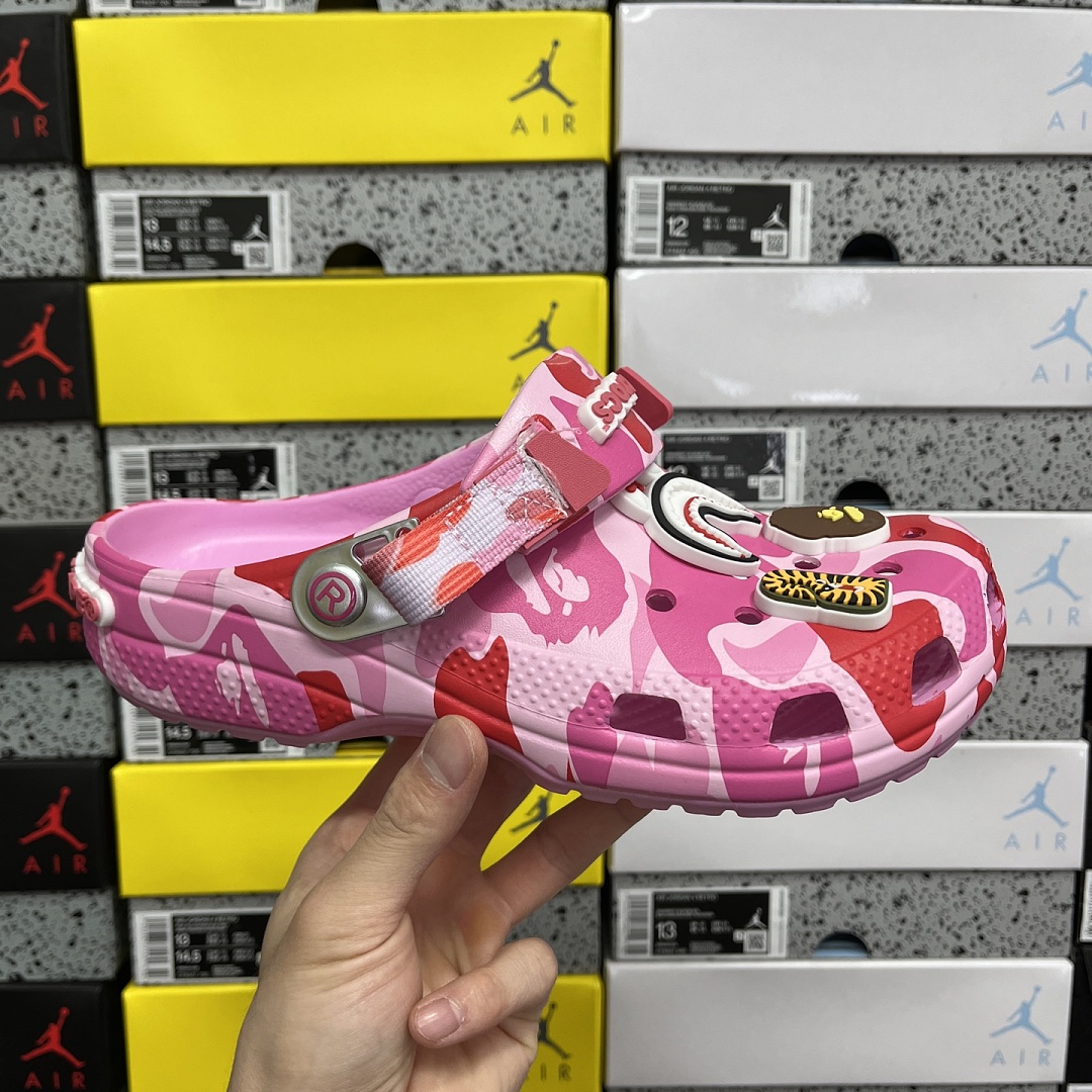 Crocs Classic Clog A Bathing Ape ABC Camo Pink Print - Image 5