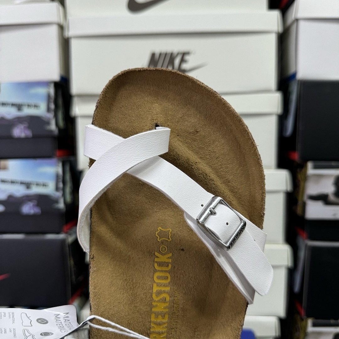 Birkenstock Birken Arizona Birkibuc Double Buckle Flip Flops White (Sole) - Image 2