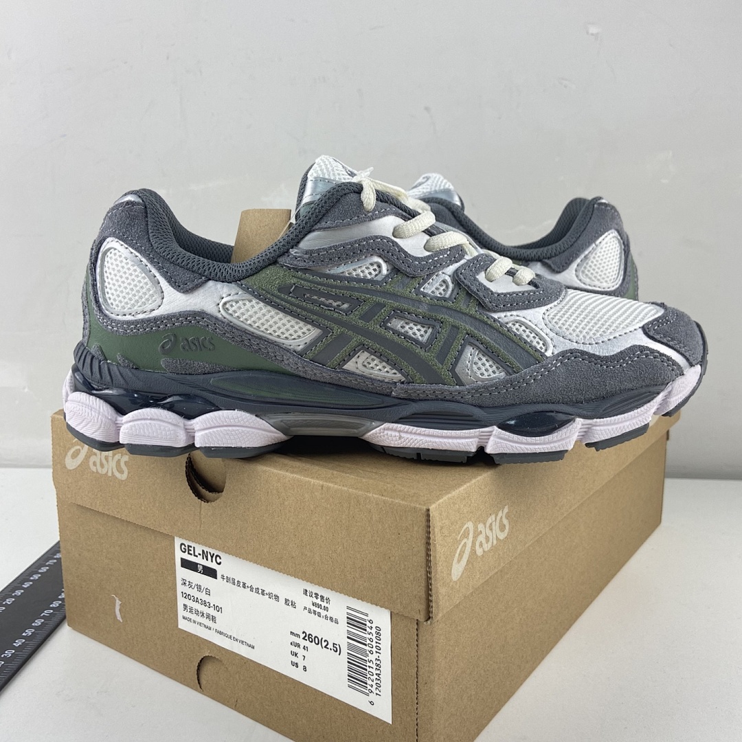 ASICS Gel-NYC Cream Steel Grey NYC (White Green) - Image 5