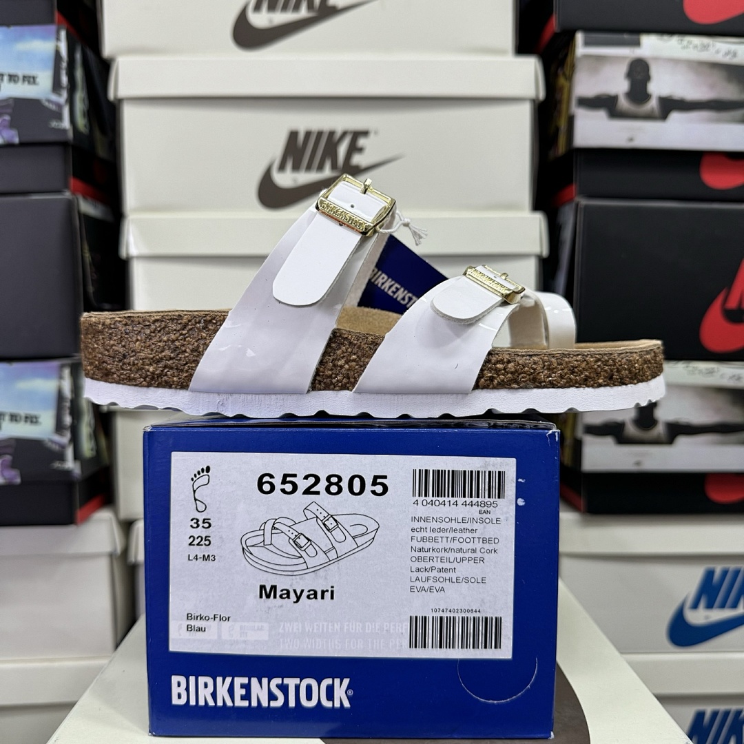 Birkenstock Birken Arizona Birkibuc Double Buckle Flip Flops White Sole (Gold)