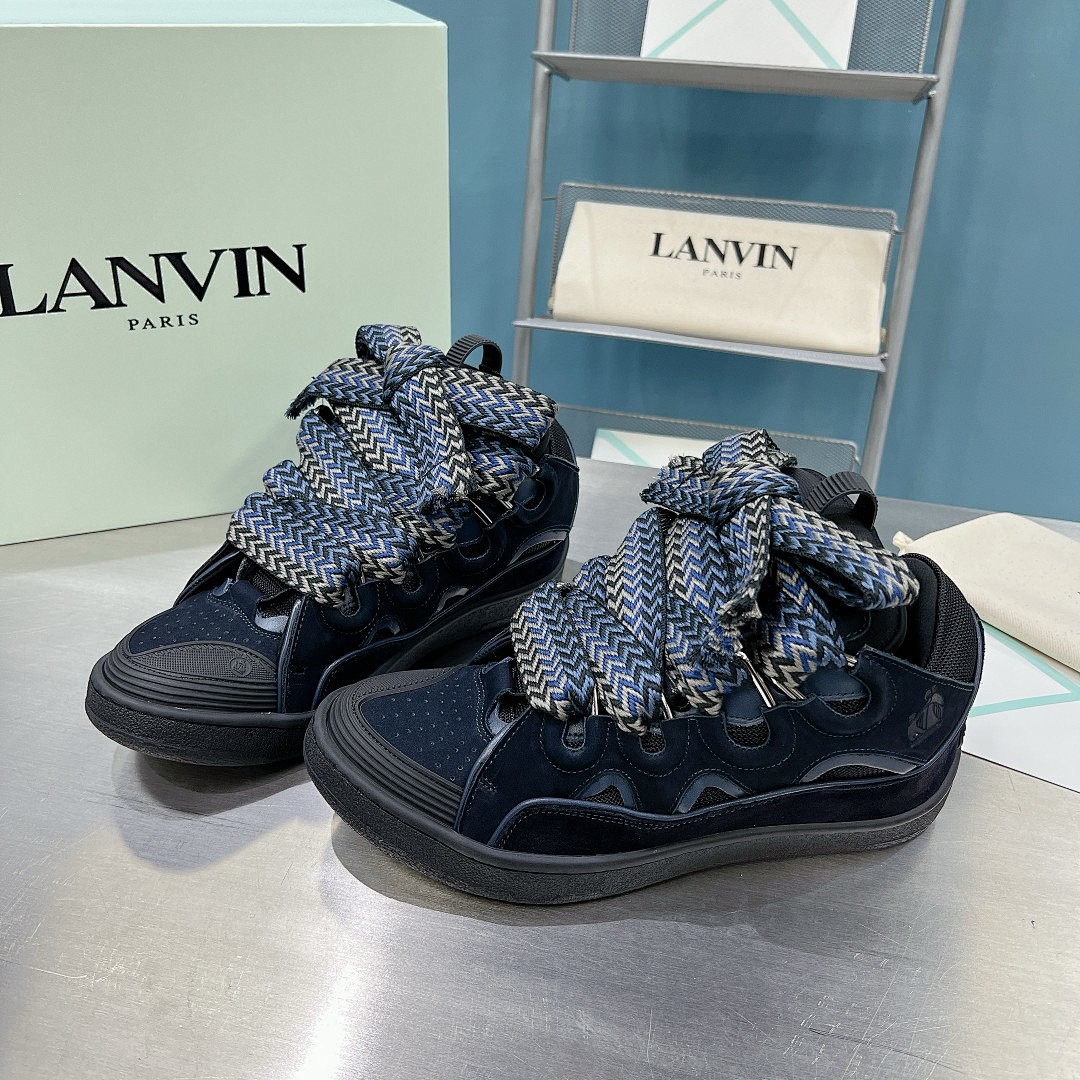 Lanvin FoShan Batch Lanvin Leather Curb Sneakers Three Generations