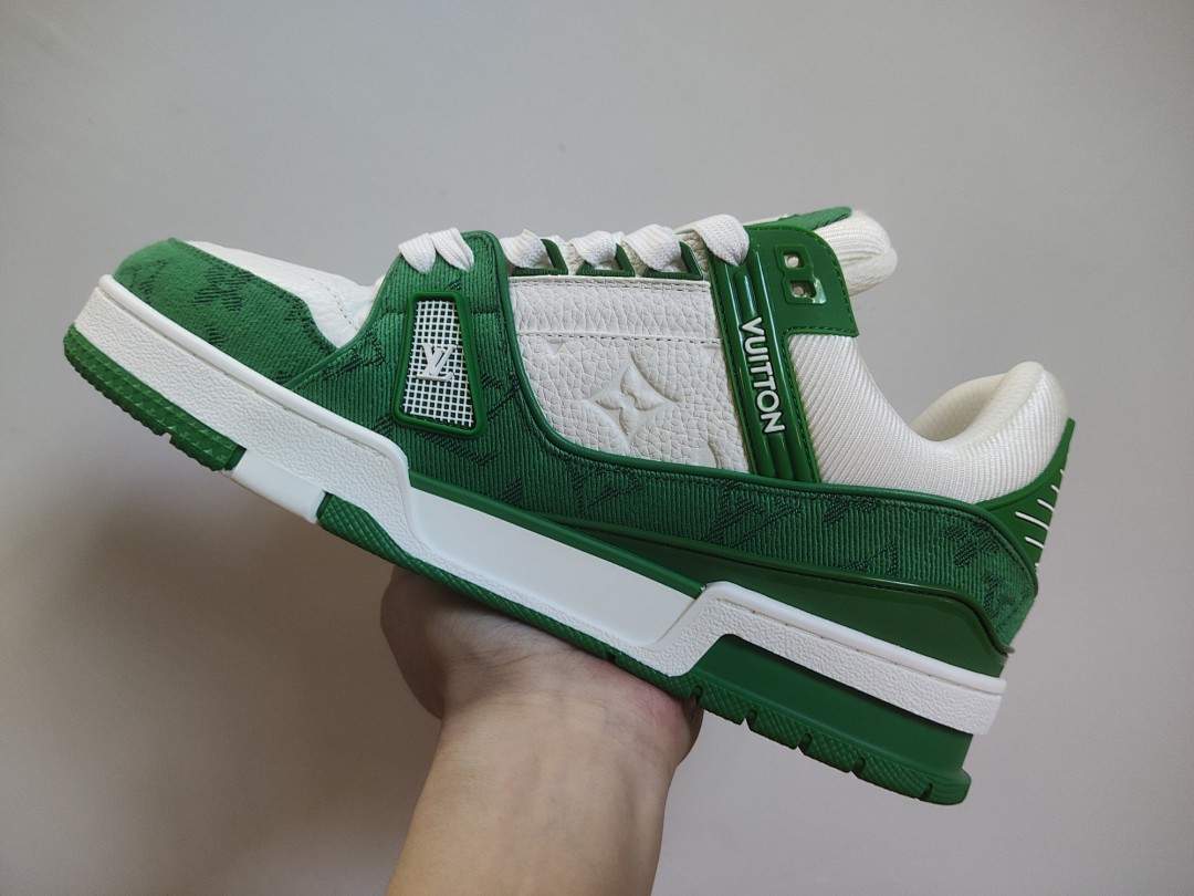 Louis Vuitton LV Trainer Green Monogram Denim (White) - Image 4