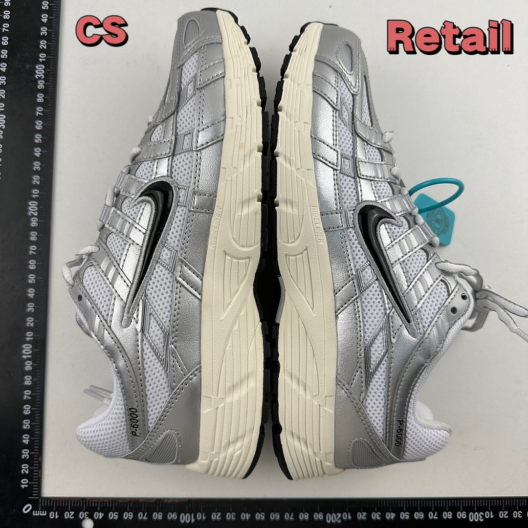 Nike P-6000 White Metallic Silver Flat Black CD6404-105 - Image 16