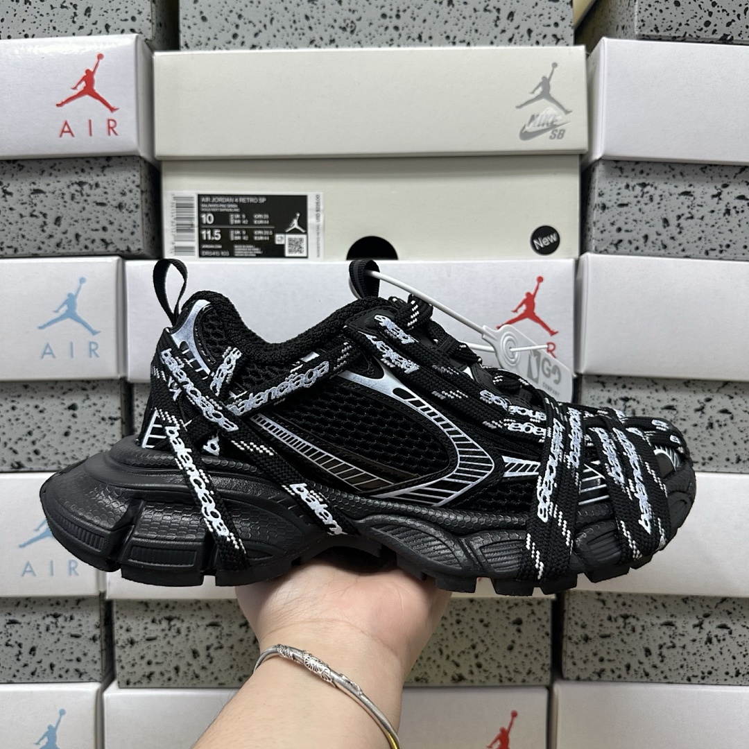 Balenciaga 3XL Extreme Lace 9110 Black White Straps (Mid Stripe) - Image 9