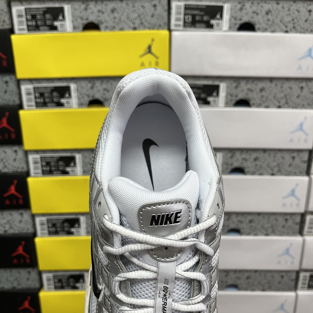 Nike P-6000 White Metallic Silver Flat Black CD6404-105 - Image 5