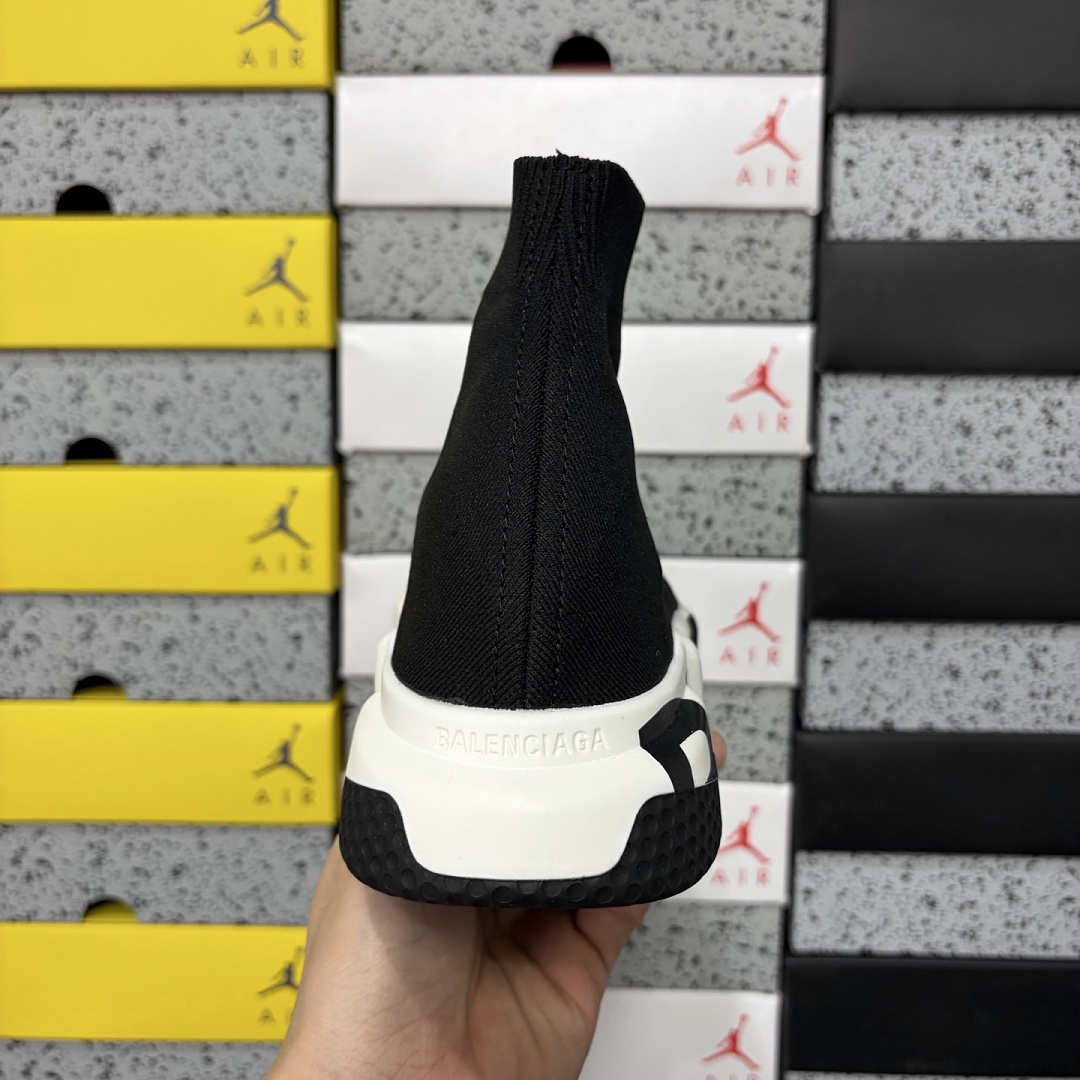 Balenciaga Speed Graffiti Trainers White Black Logo Socks - Image 7