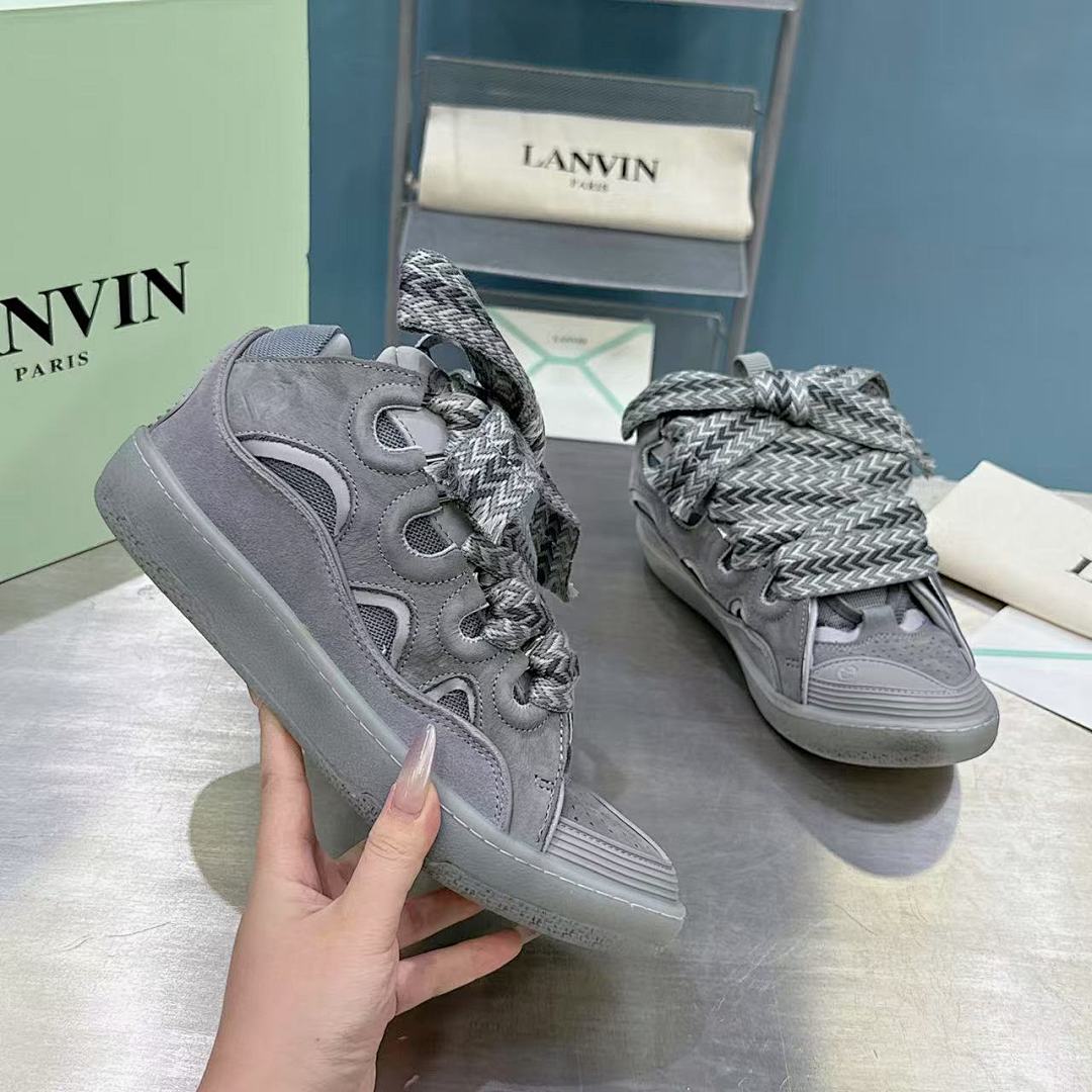 Lanvin FoShan Batch Lanvin Leather Curb Sneakers Three Generations