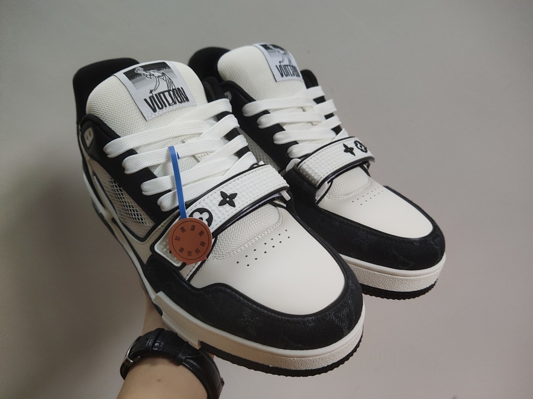 Louis Vuitton LV Trainer Velcro Strap Monogram Denim (Black White) - Image 7