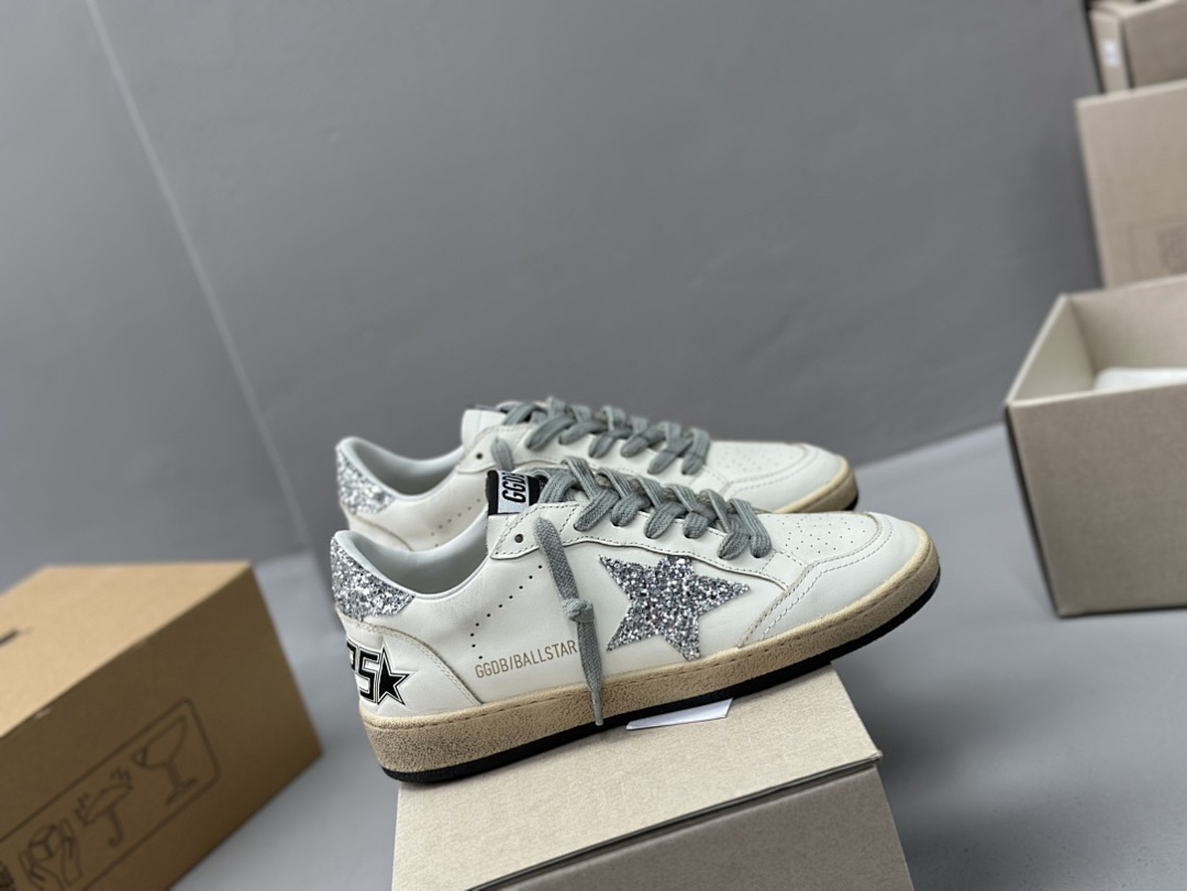 Golden Goose Deluxe Brand White Leather Silver Star - Image 7