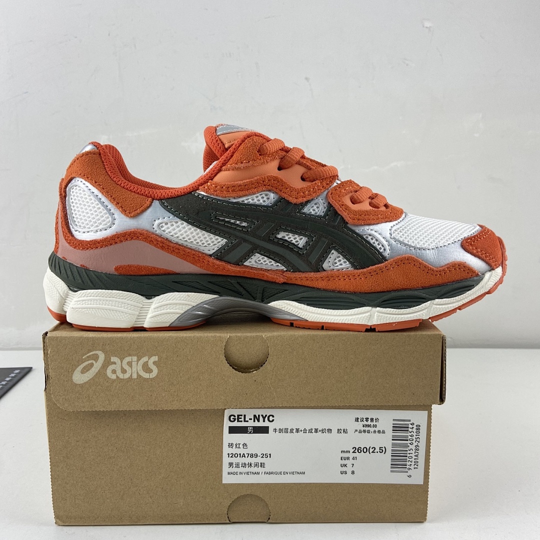 ASICS Gel-NYC Oatmeal Forest Green Orange NYC Brick (Red) - Image 4