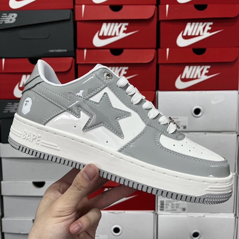 Bape A Bathing Ape Bape Sta Patent Leather (White Grey)