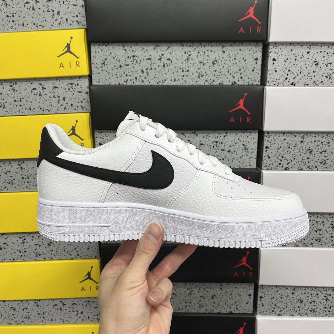 Nike Air Force 1 Low '07 White Black Pebbled Leathe - Image 3