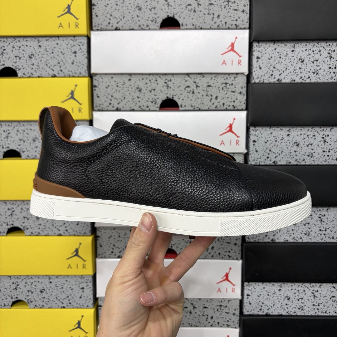 Zegna Deerskin Triple Stitch (White Black Brown) - Image 2
