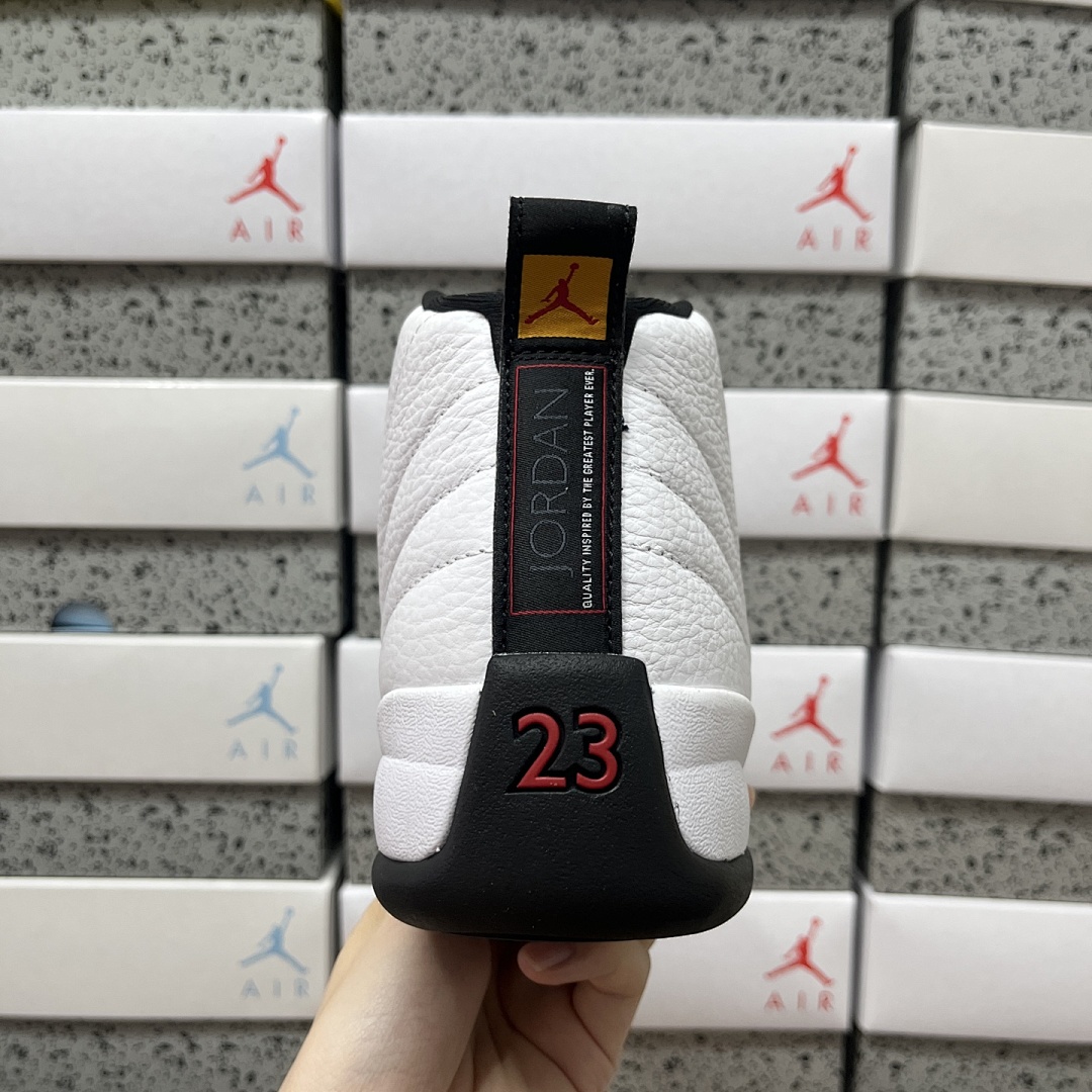 Nike Jordan 12 Retro Taxi CT8013-117 Black White Gold Buckle - Image 4