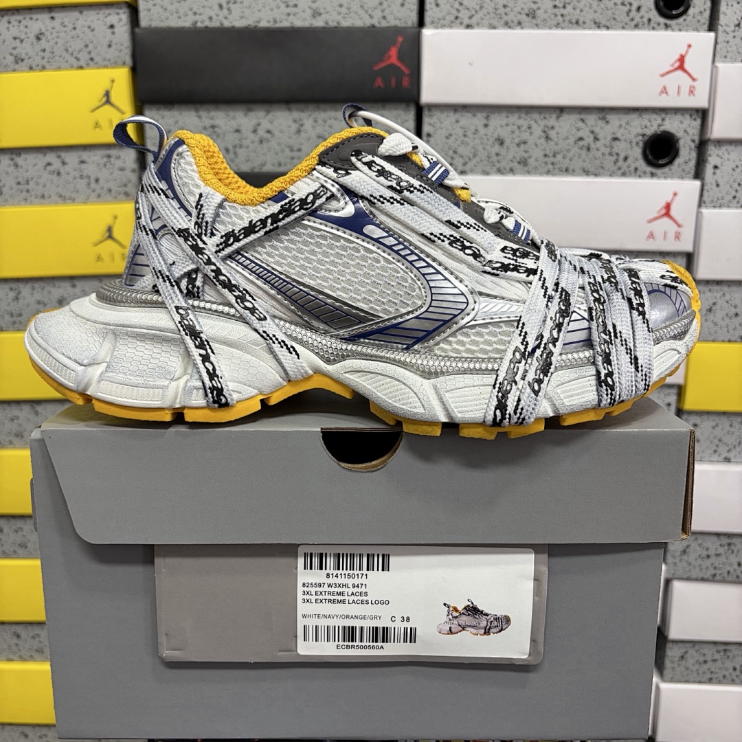Balenciaga 3XL Extreme Lace 9471 White Black Yellow Straps