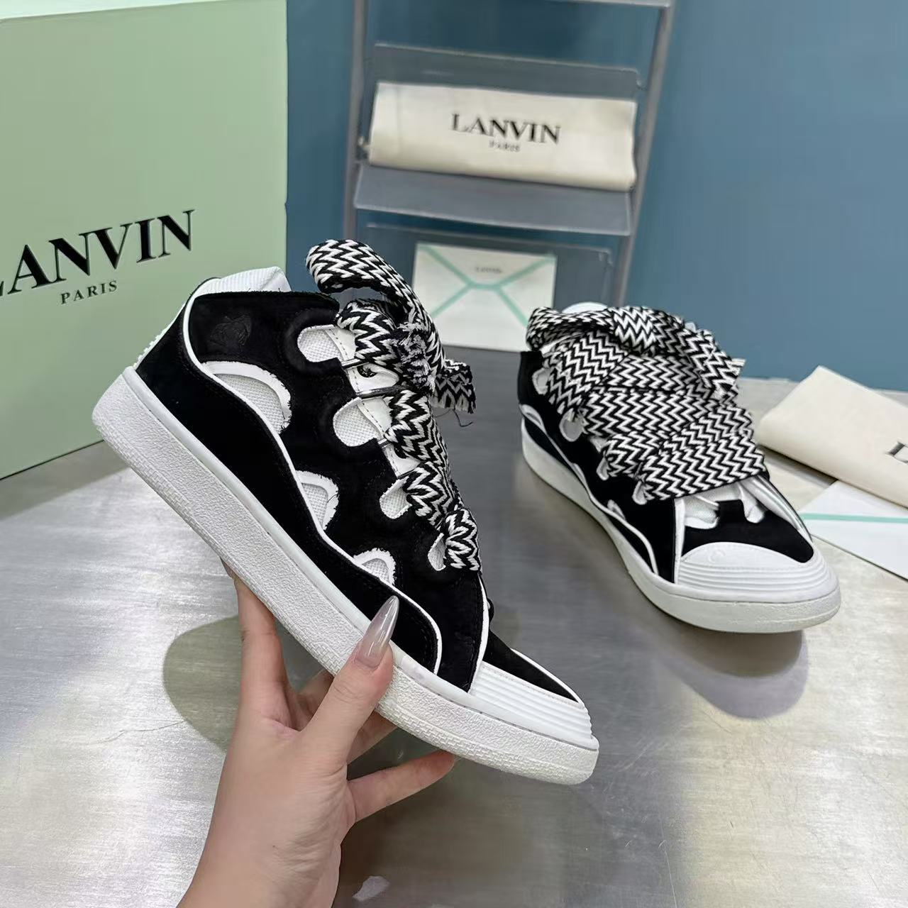Lanvin FoShan Batch Lanvin Leather Curb Sneakers Three Generations - Image 10