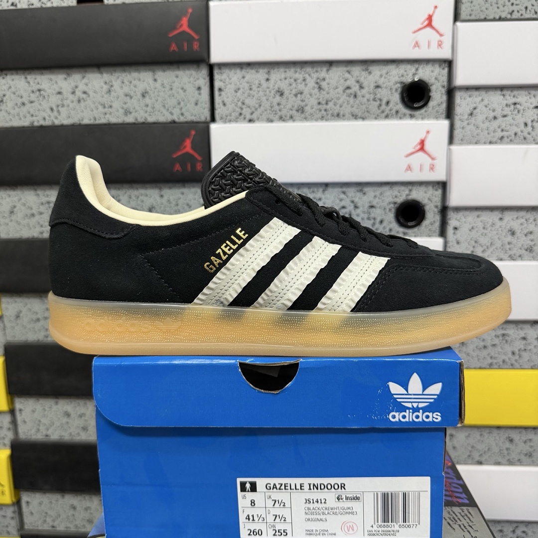 Adidas Gazelle Indoor Core Black Cream White Gum JS1412