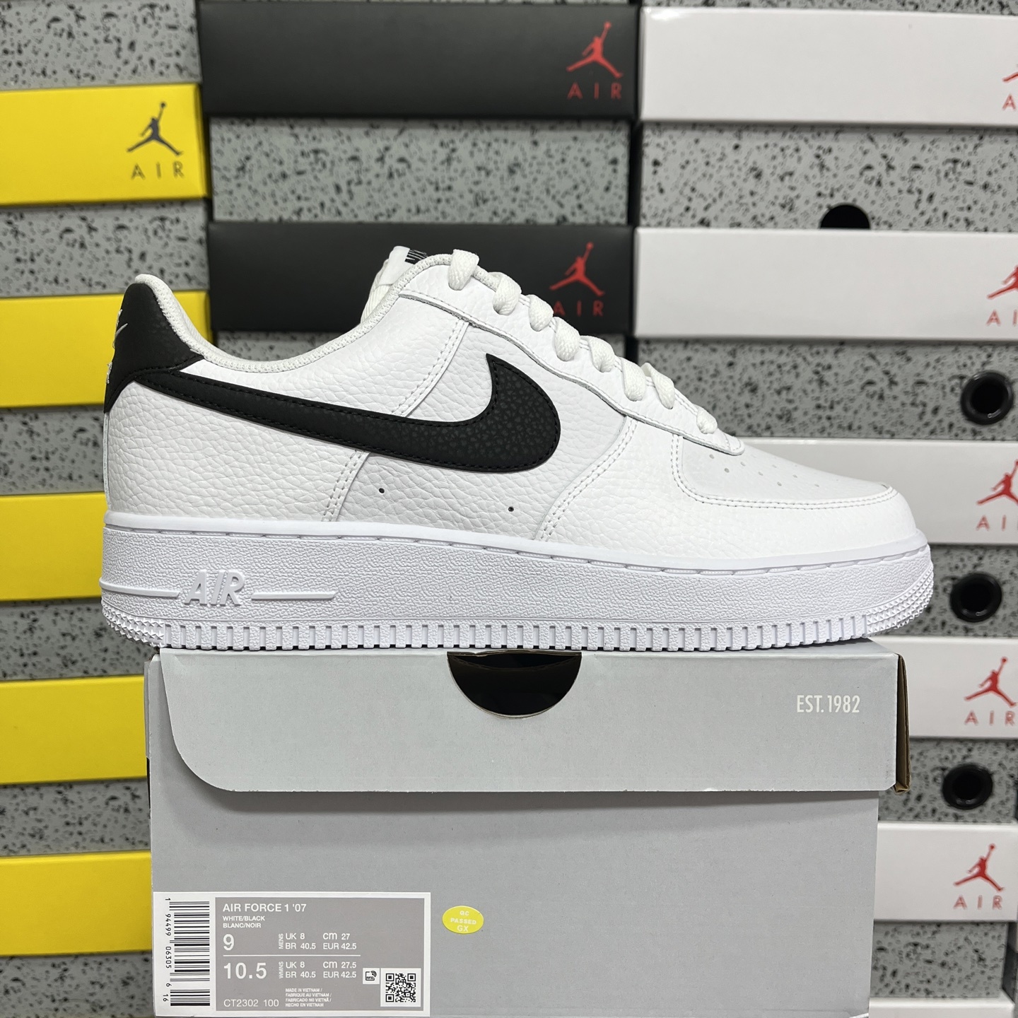 Nike Air Force 1 Low '07 White Black Pebbled Leathe - Image 13
