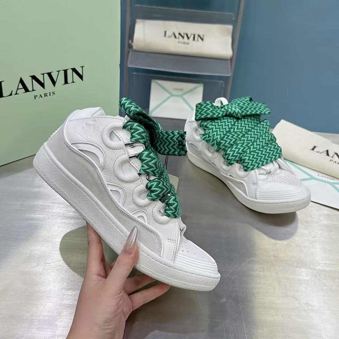 Lanvin FoShan Batch Lanvin Leather Curb Sneakers Three Generations