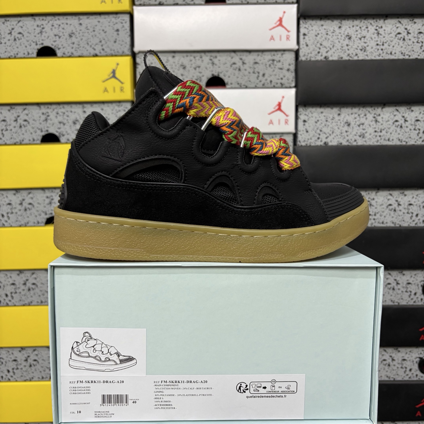Lanvin Leather Curb Black Suede Color Lace Gum Sole DRAG‑A20 - Image 12