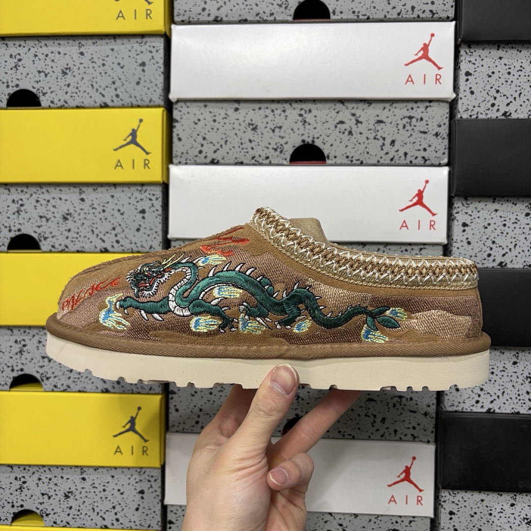 UGG Tasman Thin Sole Ethnic Dragon Tiger Embroidered Chestnut -2553 - Image 8