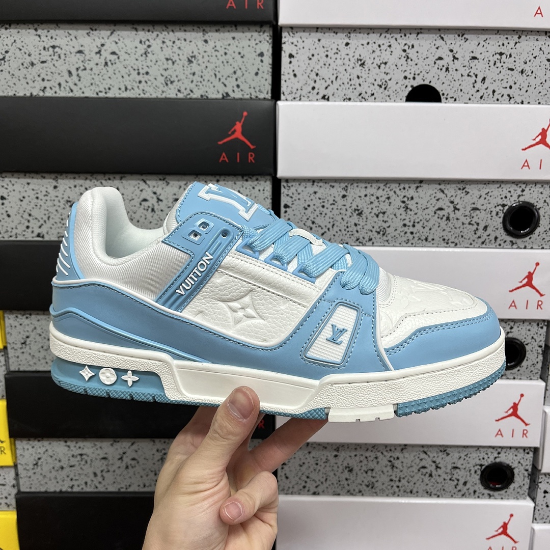 Louis Vuitton Trainer (Khaki Blue White) - Image 5