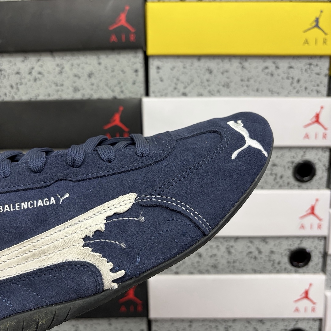 Balenciaga Speedcat Suede (Distressed Navy White) - Image 9