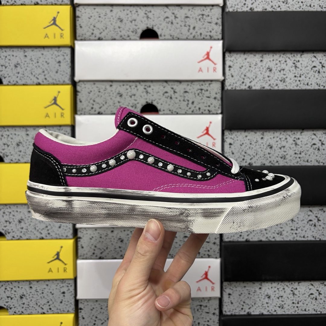 Vans OTW Old Skool 36 Pearlized Pack Pink Black VN000E8VHLE Bead Stud - Image 2