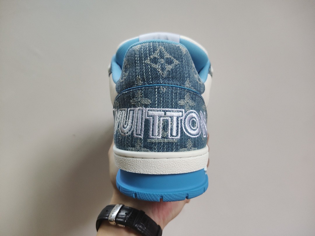 Louis Vuitton LV Trainer Monogram Denim Blue Velcro Strap - Image 6