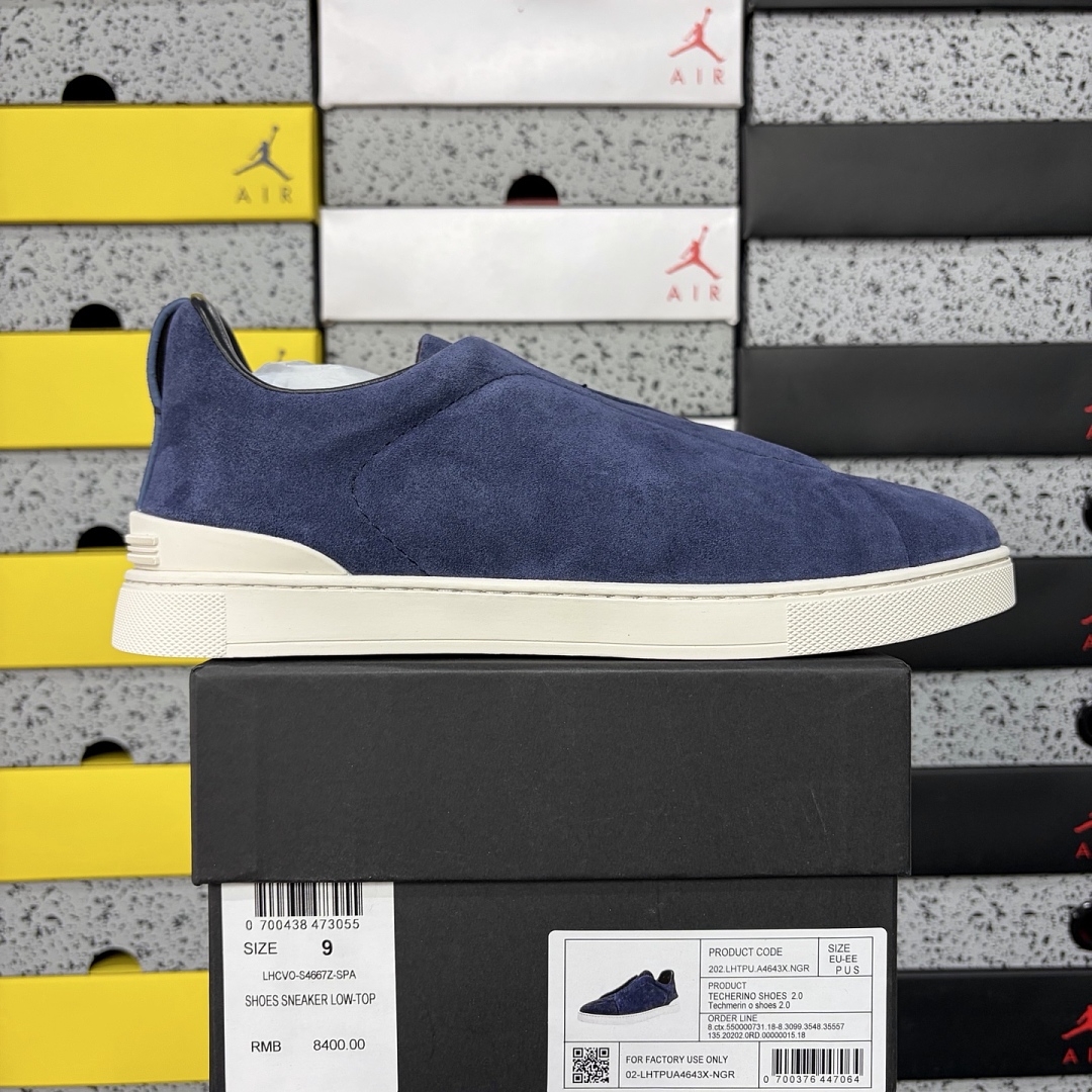 Zegna Deerskin Triple Stitch (White Blue)