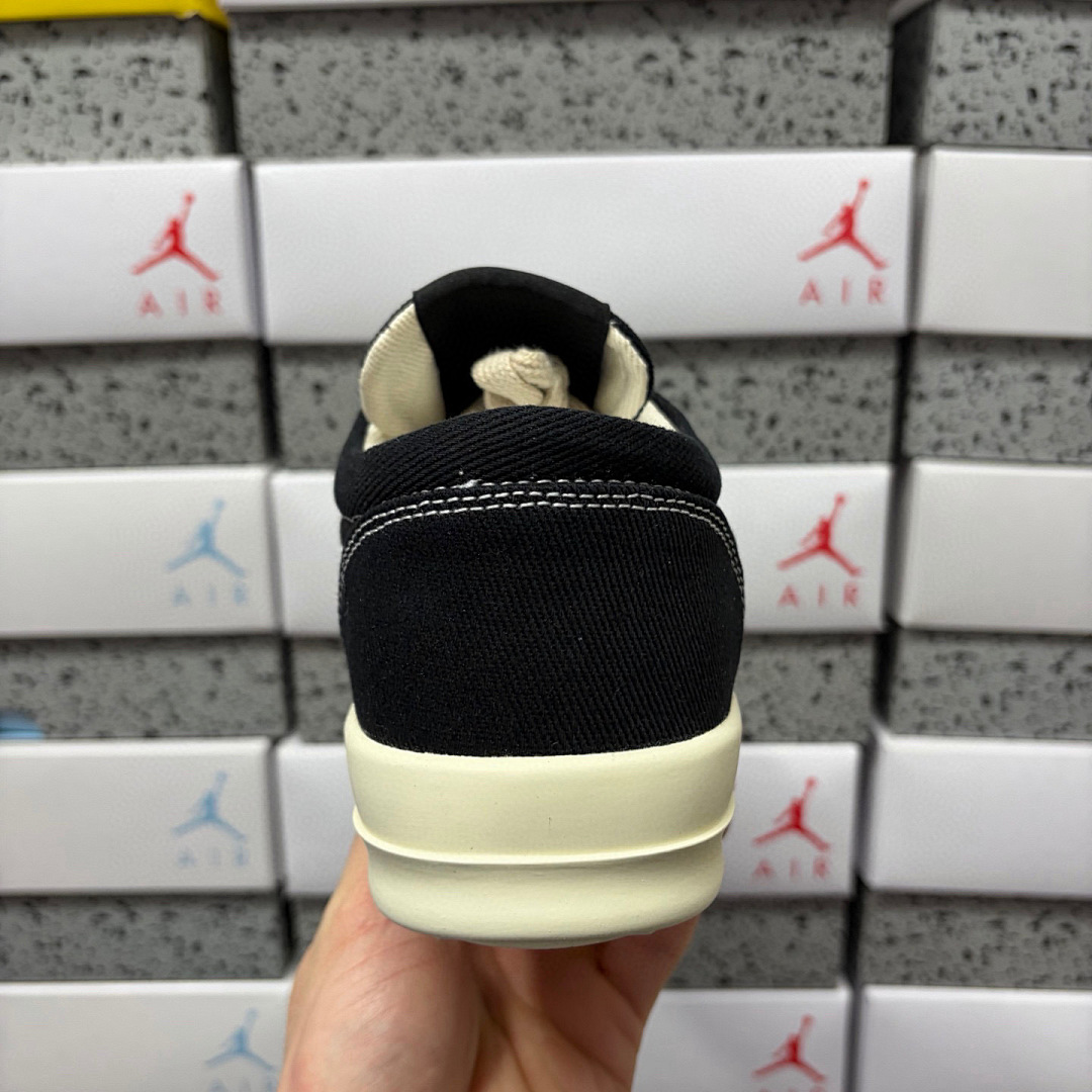 Rick Owens Vintage Sneaks Collab Black Canvas - Image 5