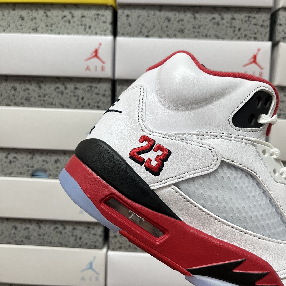 Nike Jordan 5 Retro Fire Red Black Tongue HQ7978-101 Flame - Image 9