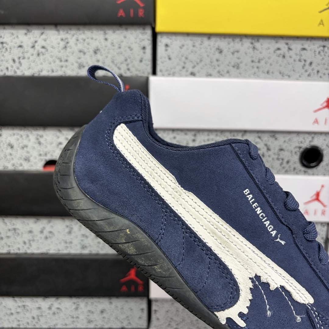 Balenciaga Speedcat Suede (Distressed Navy White) - Image 12