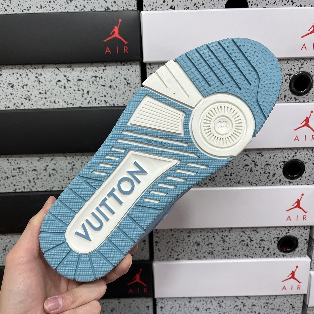 Louis Vuitton Trainer (Khaki Blue White) - Image 8