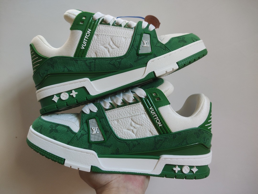 Louis Vuitton LV Trainer Green Monogram Denim (White) - Image 7
