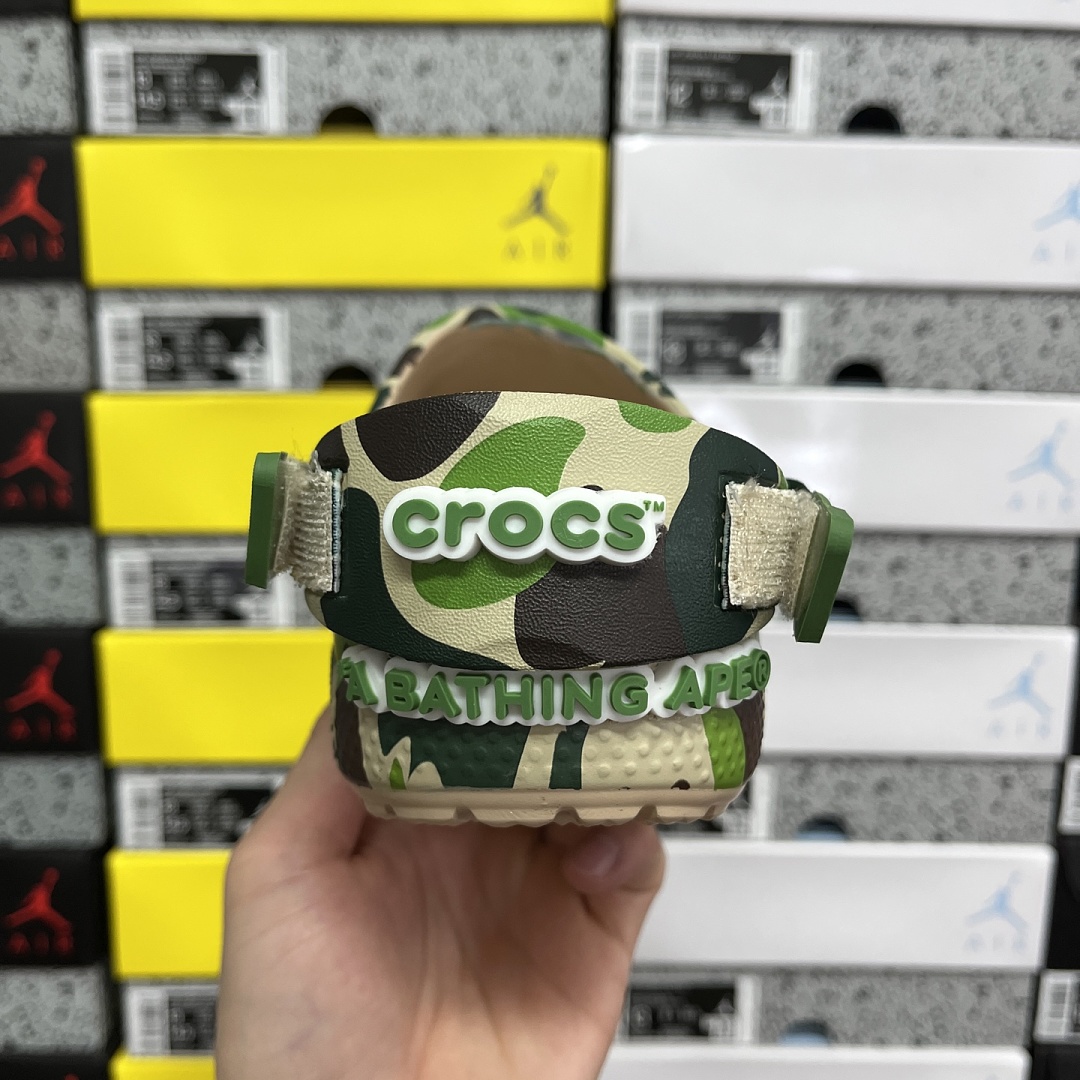 Crocs Classic Clog A Bathing Ape ABC Camo Green Print - Image 5