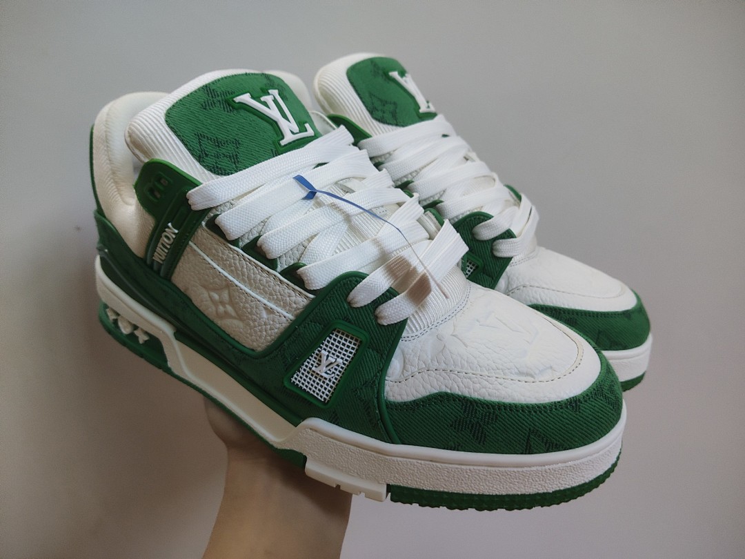 Louis Vuitton LV Trainer Green Monogram Denim (White) - Image 9